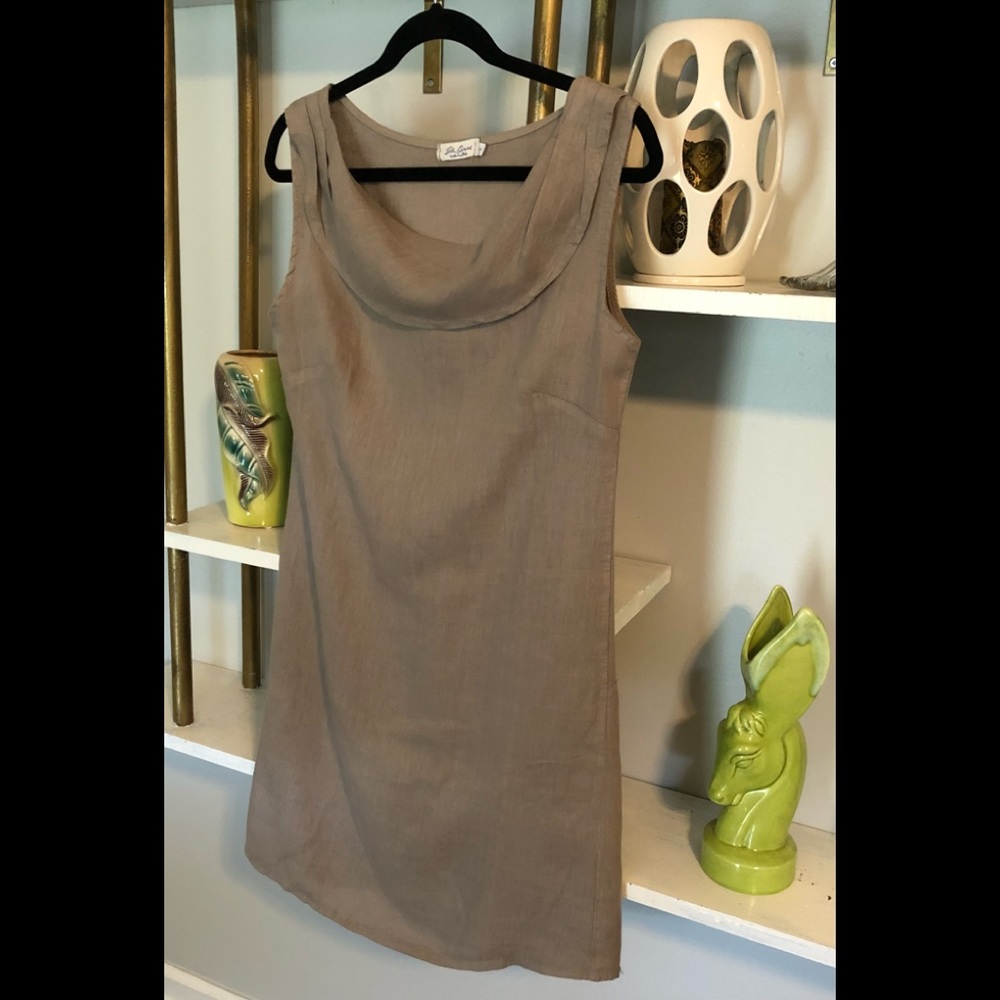 ITALIAN LINEN DRESS FROM MILAN. TAUPE COLOR & IN EUC! ACTUALLY BOUGHT IN MILAN!!